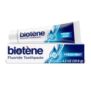 biotne Fluoride Toothpaste for Dry Mouth Symptoms, Bad Breath Treatment and Cavity Prevention, Fresh Mint - 4.3 oz Exp 04/2028