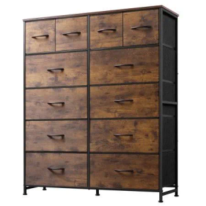 Tall Dresser for Bedroom with 12 Drawers Dressers & Chests of Drawers Fabric Dresser for Bedroom Closet Fabric Storage Dresser with Storage Drawers Wood Top