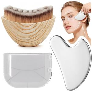 Stainless Steel Gua Sha & Lymphatic Contour Face Brush, Facial Brush for Jawline Shaper, Dry Brush For Face, Puffiness Reduction, Guasha tool for face