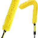 Flexible Fan Blade Cleaner Chenille Duster, Washable Hand Duster for High Ceiling, Removable & Bendable Brush Head Fits All Extension Poles with Standard US Acme Thread (Pole Sold Separately) (Yellow)