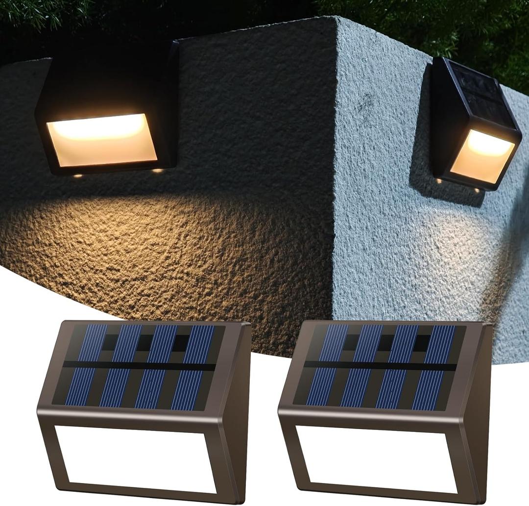 Luminara Solar Step Lights - Weatherproof Outdoor Stair Lighting, Solar-Powered Deck Lights for Patio, Garden, Pathway, Warm White Glow2