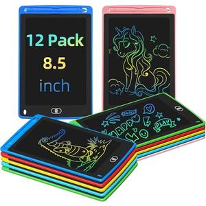 Party Favor 12 Pack LCD Writing Tablet for Kids, 8.5 Inch Colorful Drawing Doodle Board, Erasable Doodle Pad for Toddlers, Educational Learning Toys Birthday Gifts for Boys Girls Age 3 4 5 6 7 8