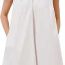 OLAPTA Women Summer Sleeveless Babydoll Mini Tank Dresses Loose Fit Scoop Neck Ruched Short Dress with Pockets Party Clubwear (Small, White)