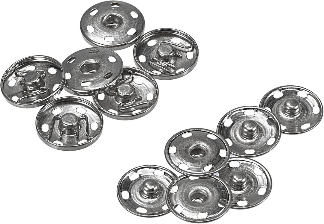 uxcell Snap Buttons, 25mm Copper Sew-on Press Button Fastener for Leather Coat, Jeans, Bags and Clothing Gray 10 Sets