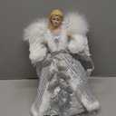 Christmas Angel Tree Topper with Light, Angel Treetop with Timer, Christmas Tree Ornament Decorations for Indoor, Office and Home Holiday Xmas New Year Tree Decoration (Sliver Angel)