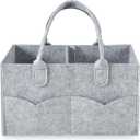 PandaEar Baby Diaper Caddy Organizer, Portable Diaper Holder Organizer Nursery Storage Basket for Wipes & baby stuff, Collapsible Baby Organizer with Divided Design (Grey)