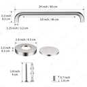 4 Pack 24 Inch Shower Grab Bars, YuanDe Brushed Nickel Stainless Steel Bathroom Wall Grab Bar Handle, Shower Balance Bar, Safety Hand Rail Support, Handicap Elderly Senior Bath Grab Handle(1.25" Tube)