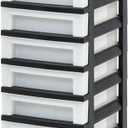 IRIS USA Plastic Drawer Storage Organizer Rolling Cart, with Wheels Casters, 10-Drawers, for Classroom Art Craft Supplies Dresser Closet Bathroom Laundry Room, Black