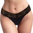 Jo & Bette Lace Thongs for Women - 6 or 12 Pack Low Rise Thongs - Lace Panties Cotton Underwear Women Sexy No Show Soft (M)