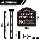 Private Property No Trespassing Sign with Stake, 12x12 inch/40.7 inch High, No Soliciting Sign for House, Weatherproof & Fade-Resistant, Easy to Install for Home, Front Door, Business