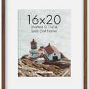 Dreamland 16x20 Walnut Finish Wood Picture Frame Matted to 11x14, 1 Pack, 16x20, Round Edge