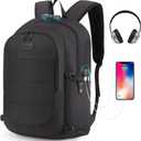 Tzowla Travel Laptop Backpack Water Resistant Anti-Theft Bag with Giant Tumbler Holder Pocket and Lock 15.6 Inch Computer Business Backpacks for Women Men Work College,Casual Daypack(Black)