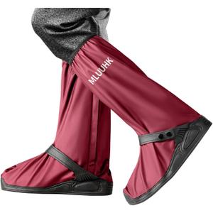 Rain Shoe Covers, Reusable Waterproof Rain Cover for Shoes, Non-Slip PVC Snow Boot Covers for Men and Women (Large, Purplish Red)