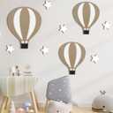 Soaoo Set of 9 Hot Air Balloon Decorations Nursery Wall Decor Boho Wooden Sign Hot Air Balloon Nursery Baby Shower Decorations for Bedroom Classroom Playroom Wall Art