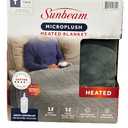 Sunbeam, Microplush, Heated Blanket, Twin, Gray, 62" x 84", 12 Settings