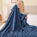 EXQ Home Fleece Throw Blanket for Couch or Bed - 3D Imitation Turtle Shell Jacquard Decorative Blankets - Cozy Soft Lightweight Fuzzy Flannel Blanket Suitable for All Seasons(50"60",Dark Blue)