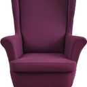Wingback Chair Slipcover 2 Piece Stretch Armchair Cover Furniture Protector Washable Spandex Wing Fuchsia Chair Covers for Living Room