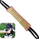 Dog Tug Toy, Dog Bite Jute Pillow Pull Toy with 2 Strong Handles, Perfect for Tug of War, Puppy Training Interactive Play, Bite Training Toys for Medium to Large Dogs (Pink Yellow)