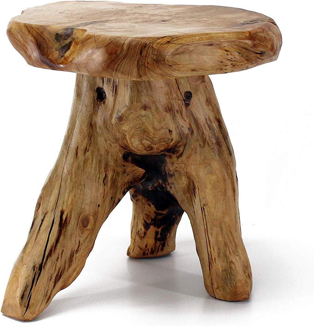 WELLAND Natural Cedar Stump Stool, 14" End Table, Live Edge Side Table, Plant Stand, Small Nightstand, Mushroom Stool for Living Room, Bedroom, Patio, Garden