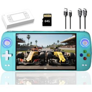 New M27 Retro Handheld Game Console,7-inch IPS Screen Portable Android Gaming Handheld,Built-in 64G with 20000 Games,Linux System,Portable Pocket Mini Arcade (Green,64g)