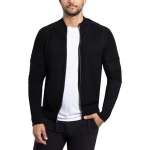 X RAY Mens Zip Up Cardigan Sweater for Men, Full Zip Slim Fit Knit Jacket for Spring (Big and Tall), (Black, 4X-Large)