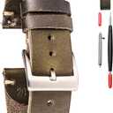 hemsut h Leather Watch Bands for Men, Horween Quick Release Leather Watch Strap Vintage Watch Replacement Wrap of  22mm (Green)