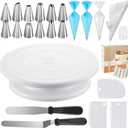 Kootek 71PCs Cake Decorating Kit, Baking Supplies Tools - Includes Cake Stand Turntable, 12 Icing Piping Tips Set, 2 Frosting Spatulas, 3 Scrapers, 50+2 Piping Bags, Coupler, Video Tutorial, Booklet