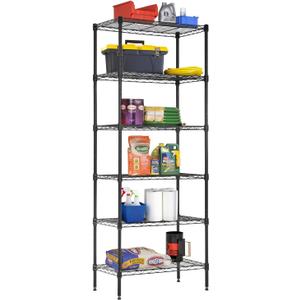 BestOffice Adjustable Wire Shelving Storage Shelves Heavy Duty Shelving Unit for Small Places Kitchen Garage (Black, 13 D x 23 W x 59 H)