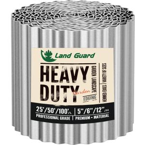 Land Guard Corrugated Garden Edging Border, 6" x 100' Landscape Paver Edging, Tall Landscape Edging, Fence for Garden, Flower Bed, Lawn and Landscape Edging(Silver)