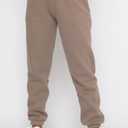 Viatabuna Women's 2 Piece Fleece Sweatsuit Outfit Long Sleeve Crewneck Pullover Sweatshirt Drawstring Jogger Pants Lounge Set (Brown, XL)