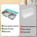 Quzzy Grab and Go Snack Containers Reusable, Stainless Steel Double Compartment Snack Containers with Lids, Food Lunch Meal Container Prep for Travel and Outdoor Camping, Small Packs Container (2PCS)