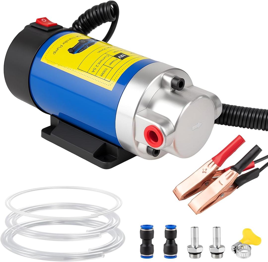 12V 100W Oil Extractor Pump, Engine Oil Extractor for Oil Change, Electric Fluid Transfer Pump, Fast Self-Priming Pump for Motor Oil, Gear Oil, and ATF, Fit Car, Mower, Boat, Motorcycle