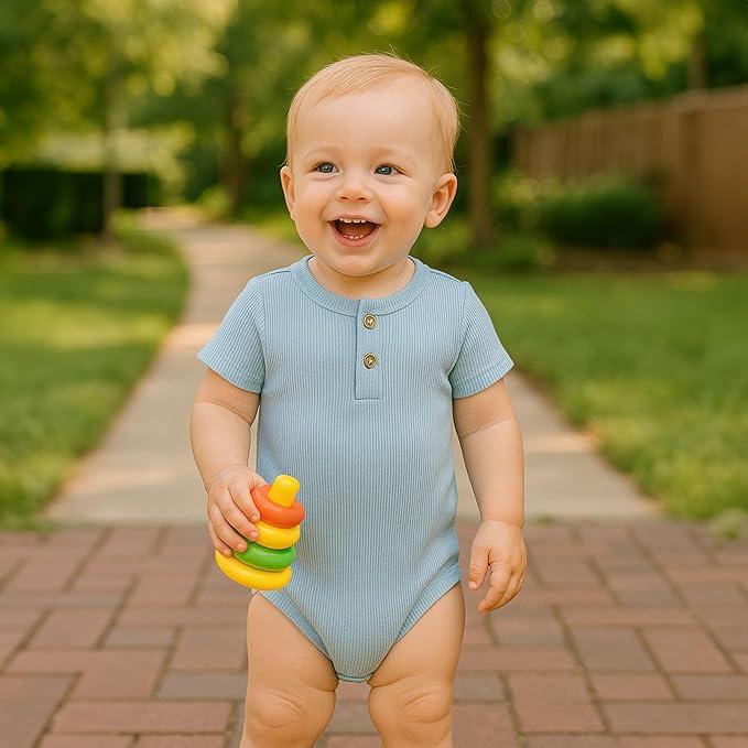 ROMPERINBOX Bamboo Onsies Baby Boy Short Sleeve 2 Pack Baby Bodysuit for Newborn Infant 6-9 Months, Viscose from Bamboo