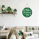 YUNKKIN St Patricks Day Wreath Happy St Patricks Day Door Decorations Buffalo Plaid Decorations Hanging Sign Wooden Front Door Hanger for Porch Wall Indoor Home Decor