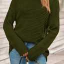 PRETTYGARDEN Womens Sweaters Fall Fashion 2025 Oversized Long Sleeve Mock Neck Chunky Knit Pullover Tops Winter Clothes (X-Large, Army Green)