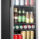 Midea MERV115T3AST 115 Cans Beverage Refrigerator with Adjustable Temperature, Removable Glass Shelf, LED Light, Silver