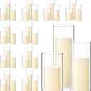 Shihanee Pillar Candles Glass Vases Set,Ivory,3'' X 5.9", 7.9", 9.8"