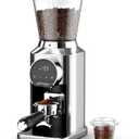 Conical Burr Coffee Grinder with 40mm Stainless Steel Burr, 34 Grind Settings & Anti-Static, Electric Espresso Grinder for Home Use Perfect for Espresso, Drip Coffee, French Press & Cold Brew, Silver