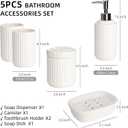 White Bathroom Accessory Set 5PCS, Ceramic Bathroom Accessories Set, Classic Design Bathroom Accessories Sets Complete, Home Apartment Modern Bathroom Decor Vanity Countertop, ANTIS'S HOME
