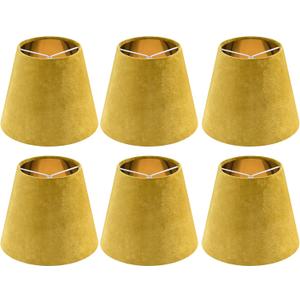 Sand-yellow Velvet Chandelier Lamp Shades Set of 6 Small Clip on Lamp Shade,4 x 6 x 5in, Modern Bell Lamp Shades for Small Table,Desk Lamps,Pendant Lights, Mini Lamps Shades in Hand Crafted - By GO&SO
