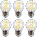 6-Pack G45 E26 LED Small Globe Bulbs 40Watt Equivalent, 2700K Warm White, 400Lumens, 4W G16.5 Vintage Chandelier Light Bulbs, Non-Dimmable, LED Filament Clear Glass Candle lamp for Home Office Decor