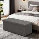 GLAXYFUR 43.3 inches Folding Storage Ottoman Bench Storage Chest Footrest for Bedroom, Entryway and Living Room, Holds up to 660 lb Dark Grey, Medium