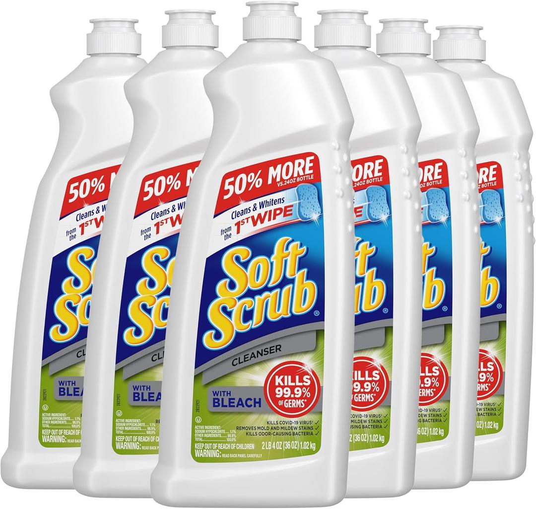 Soft Scrub Antibacterial Cleaner with Bleach Surface Cleanser, 36 Ounce (Pack of 6)