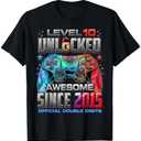 Level 10 Unlocked Awesome Since 2015 10th Birthday Gaming T-Shirt M