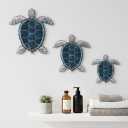 Lumncomfor Wooden Sea Turtle Wall Decor Coastal Wall Art 3 Pcs Rustic Beach Wall Art Set for Bathroom Bedroom Ocean Theme Decorations Wood Cutouts for Living Room Pool House