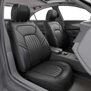 2 Pieces ZC Front Car Seat Covers, Waterproof Nappa Leather Front Car Seat Protectors, Universal Auto Interior Fit for Sedans SUV Pick-up Truck, Black 2 Pieces ZC Front Car Seat Covers, Waterproof Nappa Leather Front Car Seat Protectors, Universal Auto Interior Fit for Sedans SUV Pick-up Truck, Black