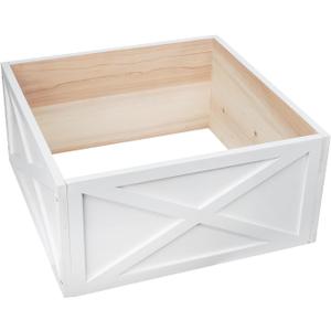 Christmas Tree Collar Box, Natural Wooden White Tree Collar, Tree Skirt Xmas Tree Stand Base Cover for Christmas Trees Decoration, 22" L (Medium)