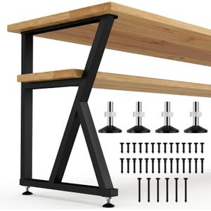 TOCRETOARE Metal Table Legs Heavy Duty, 30”H x 24”W, Metal Furniture Legs for Dining Desk Bench and Coffee Table, Industrial Black DIY Iron Bench Legs, Set of 2