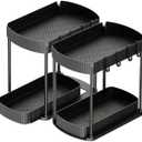 2 Pack Multi-Purpose Pull-Out Storage Organizers, Under Sink Organizers and Storage for Bathroom & Kitchen, Under Cabinet Organizers and storage, 14.8 Inch, Black