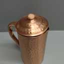 Pure Copper Water Pitcher with Lid – 40 oz (1200 ml) Hammered Copper Jug, Medium Size Solid Copper Carafe for Home, Hotel, Kitchen & Gifting